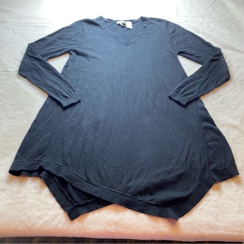 LOGO Lounge Black Long Sleeve Tunic Length Top Size Medium.